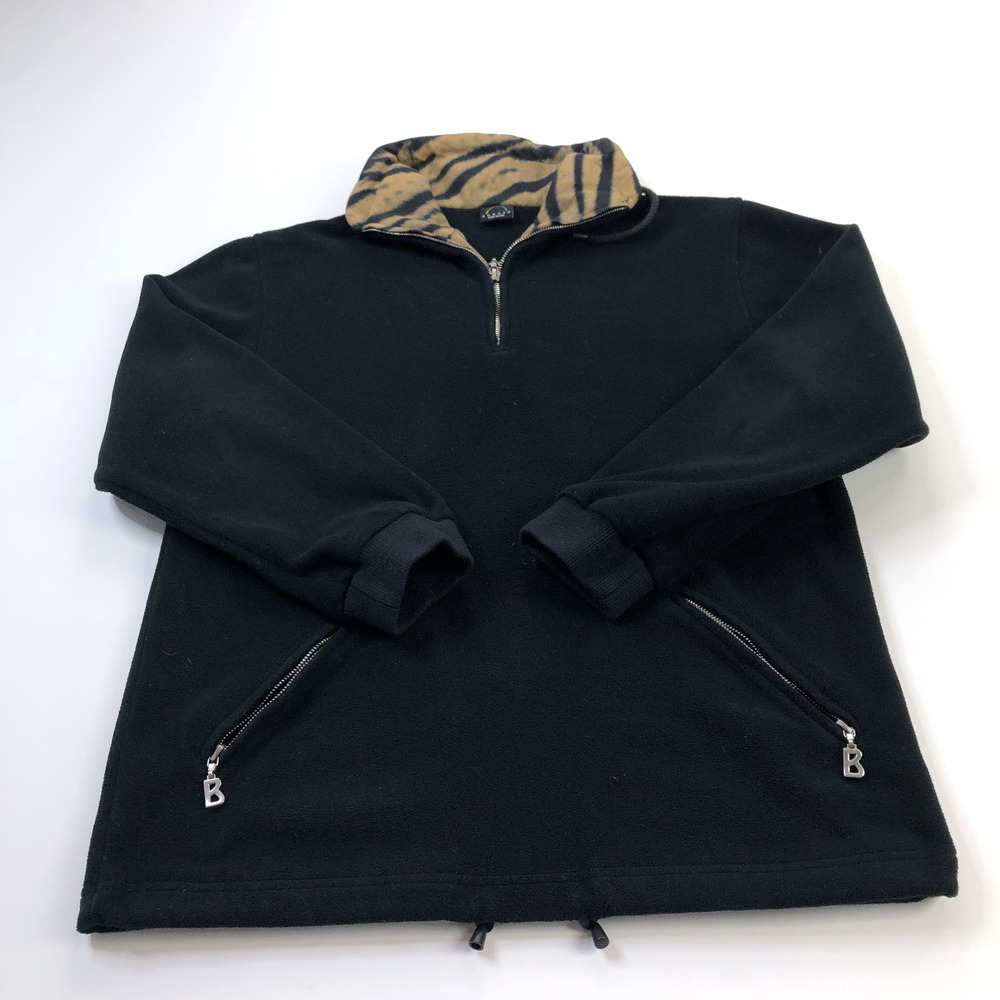 Bogner Fleece Small / 8 Women's 1/4 Zip Mock Neck Pullover Sweater Black